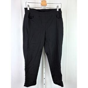 SLIM-SATION  Size 12 Multiples Slimsation Crop Pants Hem Detail Stretch Black